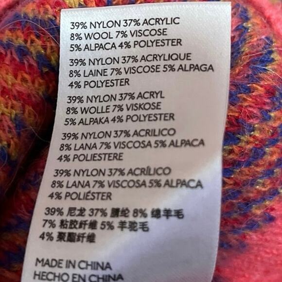 Anthropologie Holly Pink Multicolor Wool Alpaca Animal Print Mock Sweater Top XS - Picture 5 of 5